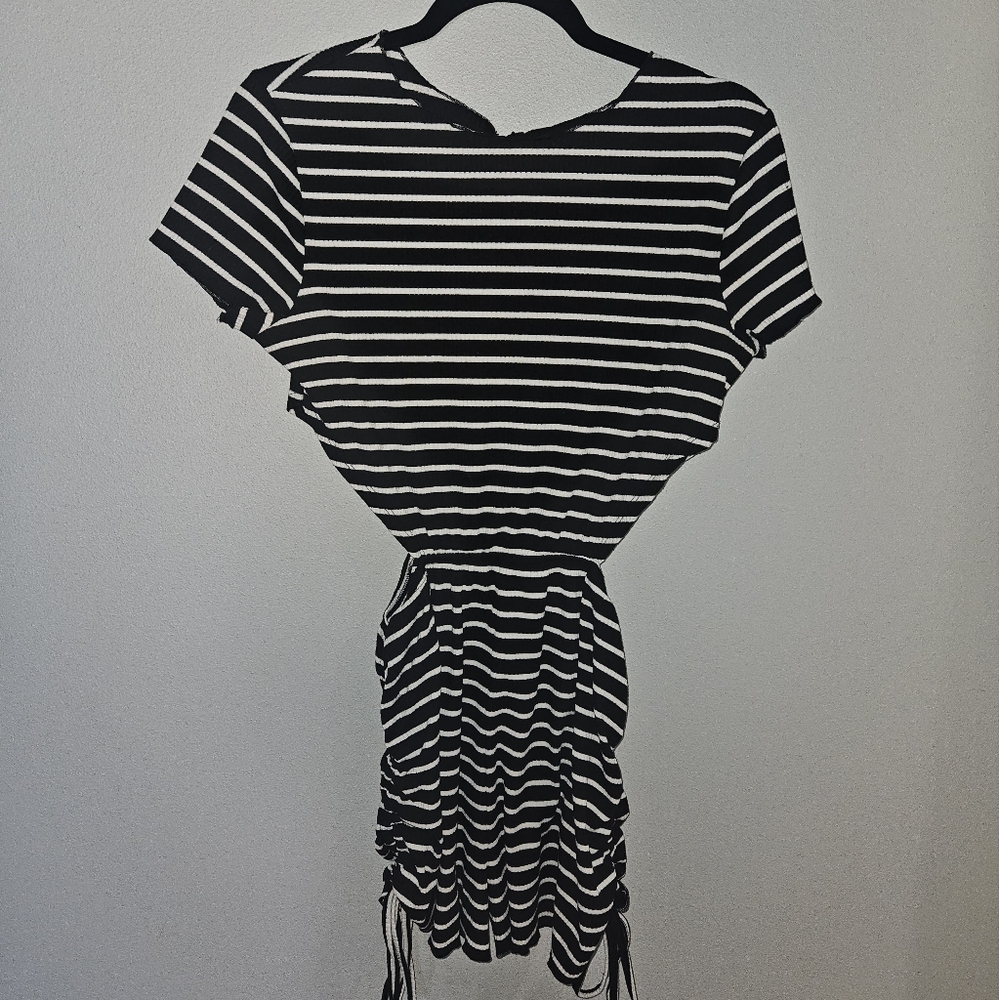 Black and White Striped Romper